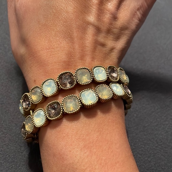 LOFT Jewelry Loft Costume Jewelry Bracelet Set Gold Tone With Glass Stones Poshmark